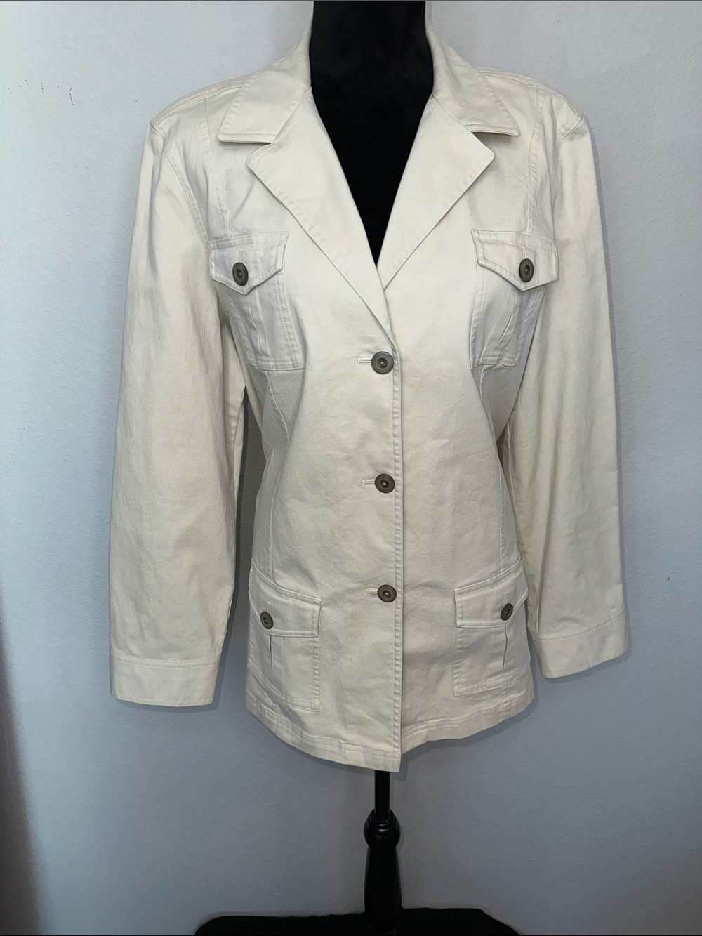 Talbots Off-White Button Front Utility Blazer